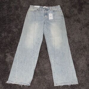 Casual Light Blue Wide Leg Jeans